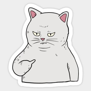 Grumpy white Cat Holding Middle Finger Sticker